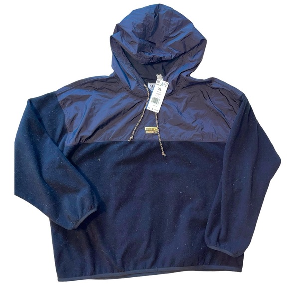 Adidas Fleece Hoodie Pullover Sweatshirt Logo On Chest Size XL New With Tags - Picture 1 of 5